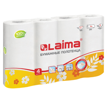 Полотенца бум. 4шт. 2сл. Лайма белые 6штуп