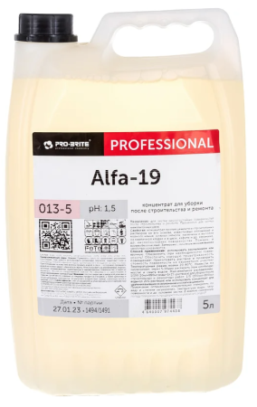 Средство для уборки после строительства 5л Pro-Brite Alfa-19 кислотное, концентрат