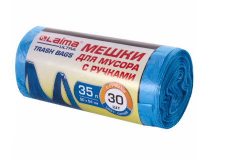 Пакеты дмусора 35л. 30шт. Лайма Ultra с ручками, синие 10мкм 40штуп