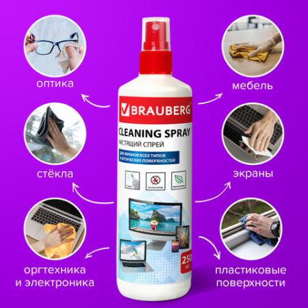 Чистящая жидкость-спрей BRAUBERG для ЖК LCD мониторов, 250 мл 2