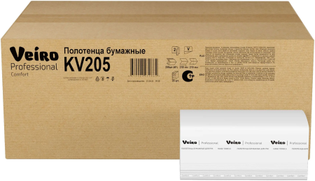 Полотенце бум.V сл. 200л 2сл. Veiro белые KV205
