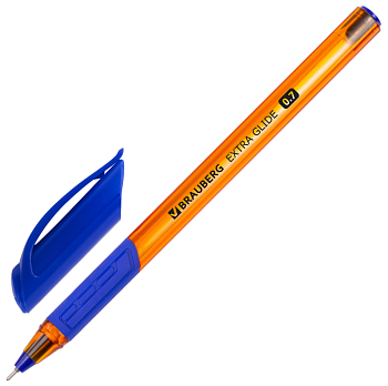 Ручка шариковая BRAUBERG Extra Glide, СИНЯЯ, корпус оранжевый, узел 0.7 мм,  0.35мм