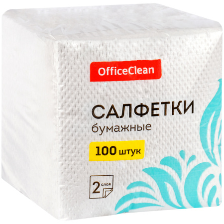 Салфетки бумажные белые 100шт OfficeClean 2424см 2сл.
