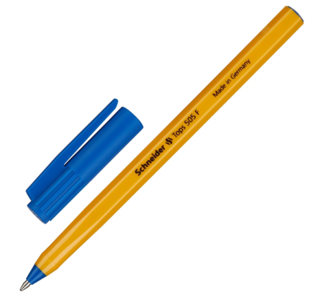 Ручка шариковая SCHNEIDER Tops 505 F СИНЯЯ, корпус желтый, 0,8мм 150503