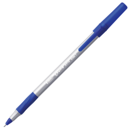Ручка шариковая Bic Round Stic Exact СИНЯЯ, корпус серый, 0,7мм
