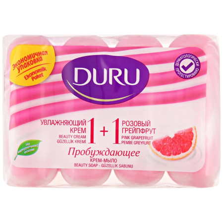 Мыло туалетное 480г Duru 1+1 Крем+розовый грейпфрут 12штуп