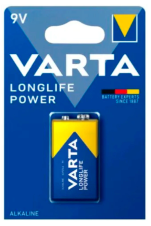 Батарейка VARTA LONGLIFE POWER, 9V  (6LR61,6LF22,1604A) алкалиновая крона 1штуп 457413