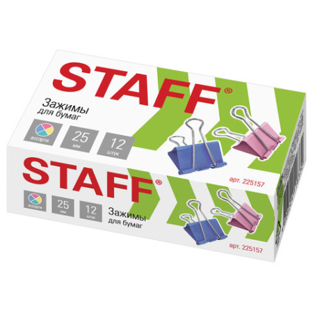 Зажимы для бумаг 25мм STAFF 