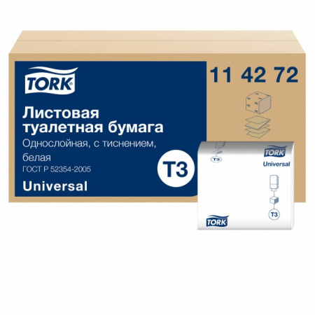 Туалетная бумага листовая 1-сл. 19x11, Tork Universal T3, 40шт/упак, 114272 104.jpg