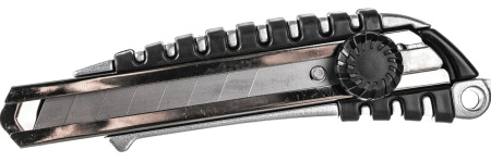 Нож канцелярский 18 мм BRAUBERG Metallic, роликовый фиксатор, метал., блистер, 237159
