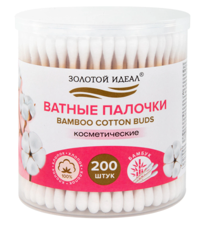 Ватные палочки ЗОЛОТОЙ ИДЕАЛ 200шт, стакан