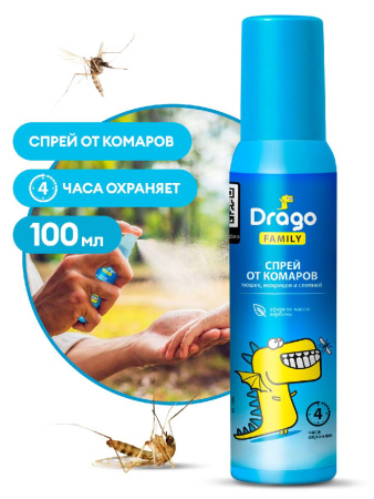 Средство репеллентное Drago Family спрей (против комаров, мошек, слепней, блох) 100мл NS-0005 666.jp