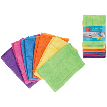 Салфетка из микрофибры OfficeClean набор 6шт 4040см