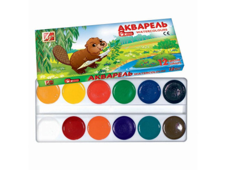 Краски акварельные ЛУЧ Zoo, 12цв, медовые, картонная коробка, без кисти,