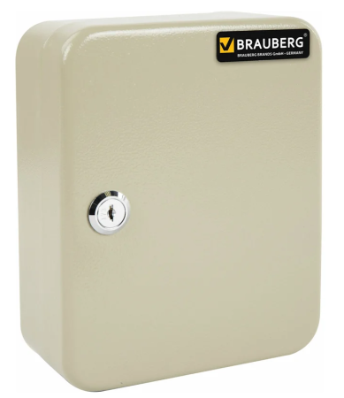 Шкафчик (Ключница) на 20 ключей BRAUBERG, 200х80х160 мм, с замком, + 20 брелоков, серый, 290337