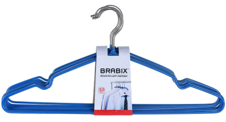 Вешалки-плечики ЛАЙМАBRABIX Стандарт, по 1шт., металлПВХ, 45 см, цвет синий