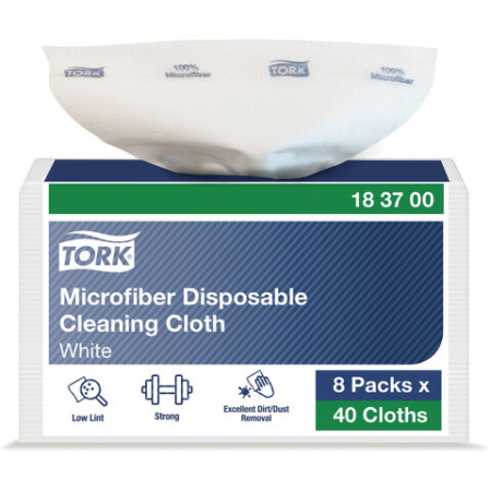 Салфетка из микрофибры одноразового использования, белый Tork 40шт/пач 183700 (вывод, распродажа!!!)