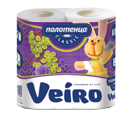 Полотенце бум.2шт.2х сл. Veiro classic 12,5 мрул., белые 12штуп