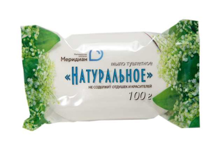 Мыло туалетное 100г Натуральное, БЕЗ ОТДУШКИ (Меридиан), флоу-пак 66шт/кор 2.jpg