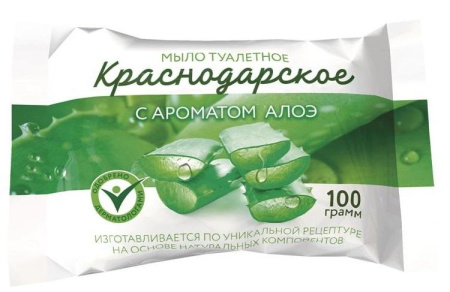 Мыло туалетное 100г Краснодарское С АРОМАТОМ АЛОЭ (Меридиан), флоу-пак 66шт/уп 444.jpg
