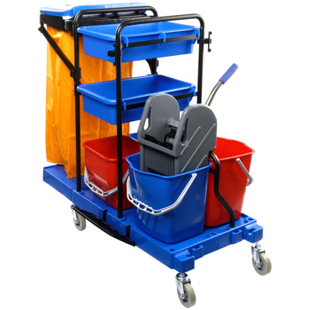 Тележка уборочная OfficeClean Professional ведра 220л, 211л, отжим, держ. дмешка, мешок, 2поддона