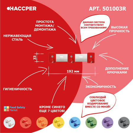 Органайзер настенный Haccper control Point для 3 предметов, красный 501003R 5.png