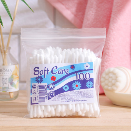 Ватные палочки Soft Care 100шт в пакете