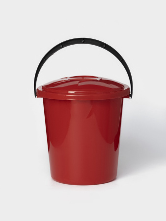 Ведро 10л. пласт. красное с крышкой и сливом