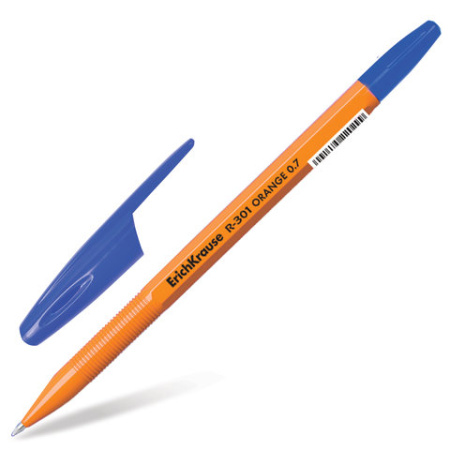 Ручка шариковая ERICH KRAUSE  R-301 Orange , СИНЯЯ, корпус оранжевый, узел 0,7 мм 37.jpg