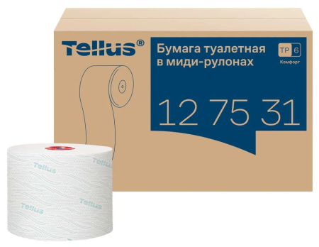 Туалетная бумага 2 сл., 100м., Т6, TELLUS Комфорт, в миди-рулонах. 27штуп.,  белая, 127531
