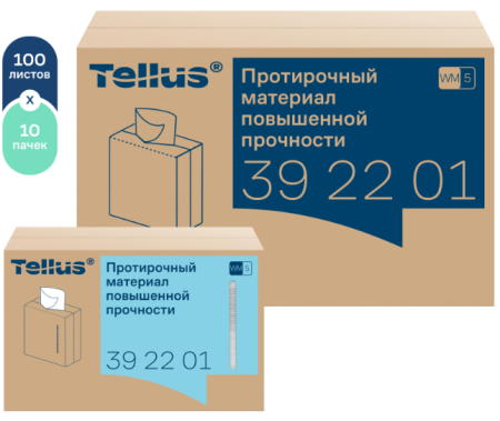 Протирочный материал TELLUS повышенной прочности, нетканый белый 100 лист, 22,5x41x0,5 392201