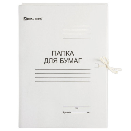 Папка для бумаг с завязками картонная BRAUBERG, гарантир. плотность 300 г/м2, до 200 листов, 124567 