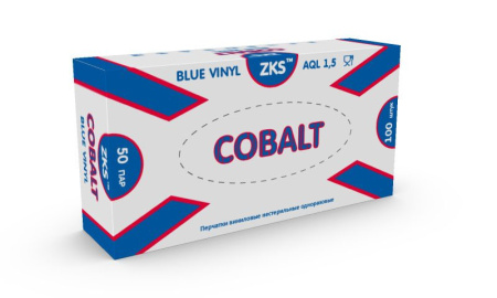 Перчатки виниловые, размер XL, неопудренные, ZKS Cobalt, синие, 50 парупак 2
