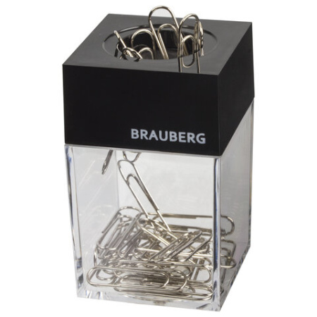 Скрепочница магнитная BRAUBERG с 30 скрепками, прозрачный корпус, 225189 13.jpg