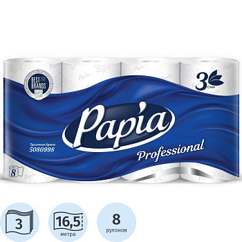 Туалетная бумага станд. рулон Papia Professional 3сл. 8шт. белая   252 уп/палл   5080998 33.jpg