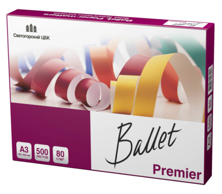 Бумага офисная А3, 80 гм2, 500 л., марка A, BALLET PREMIER 160%
