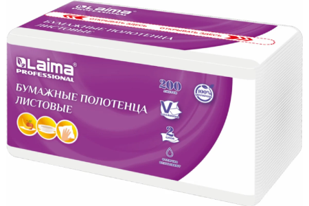 Полотенца бум. 200шт Laima H3Premium 2сл, белые Vсл, 22.521.3 21 штуп