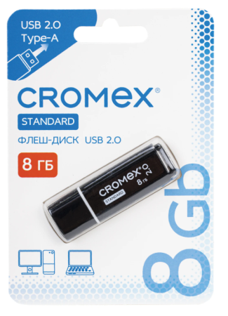 Флеш-диск 8GB CROMEX Standart USB 2.0,черный 514157