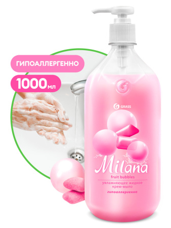 Жидкое мыло-крем Milana с дозатором fruit bubbles 1000мл 6шт/уп 125312 1